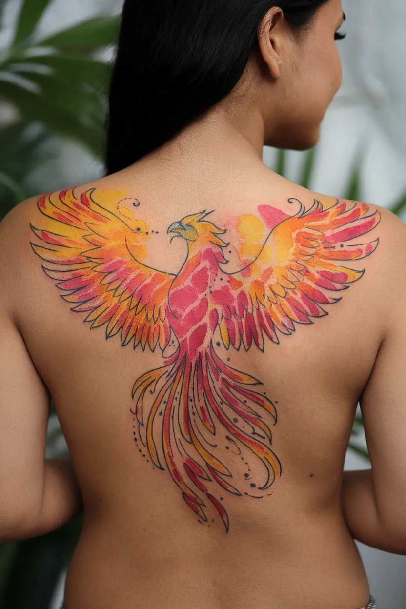 Colorful Watercolor Phoenix