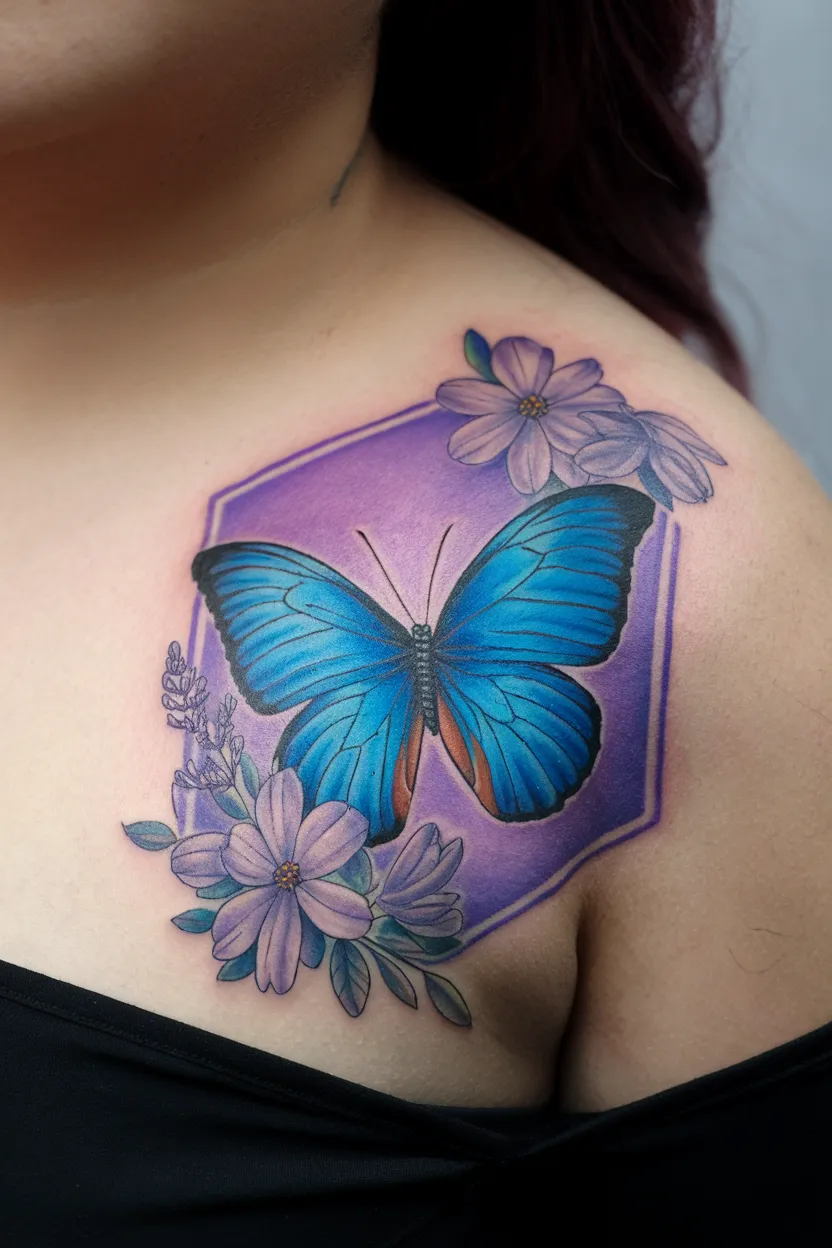 Blue Butterfly and Lavender