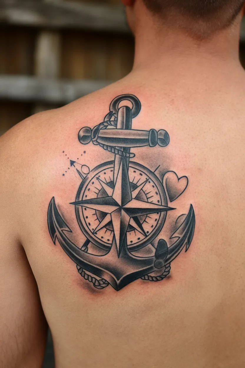Anchor Compass Tattoo 1