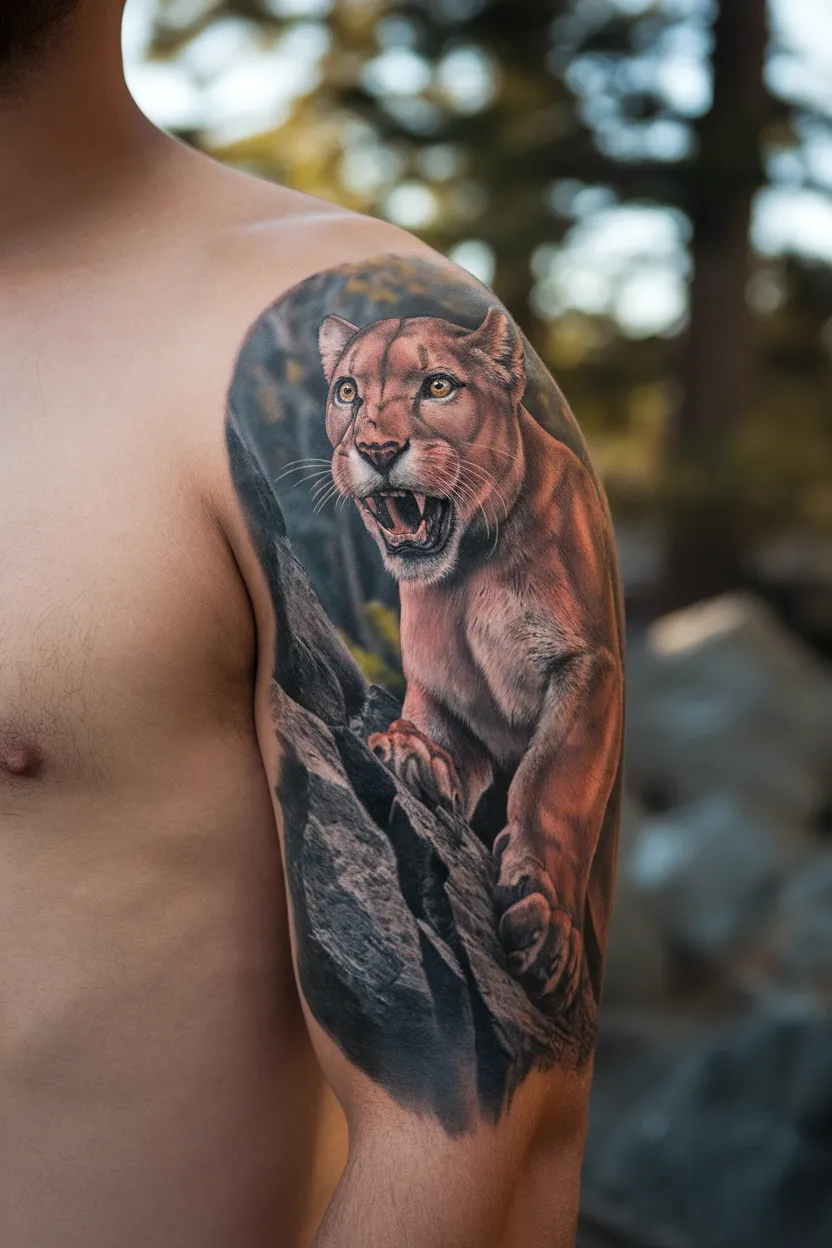 Mountain Lion Tattoo Design