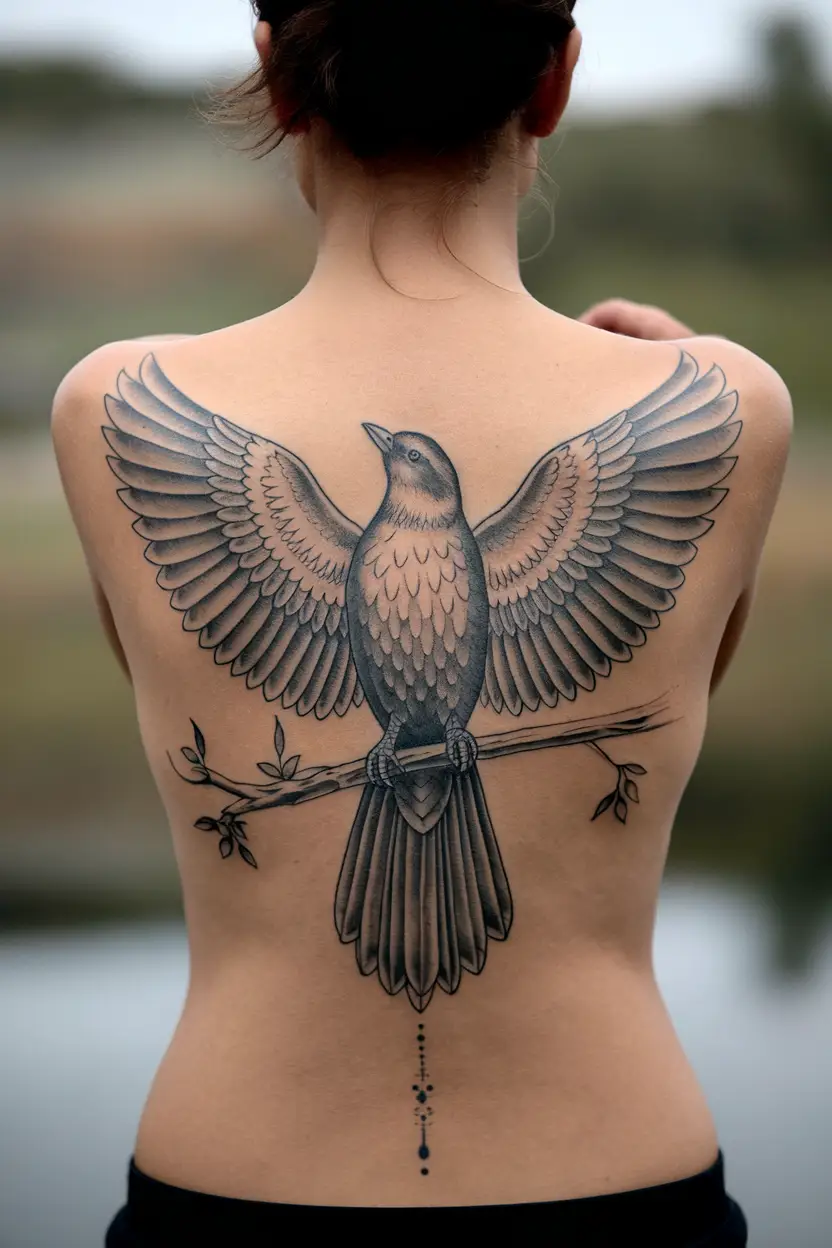 Bird Back Tattoo