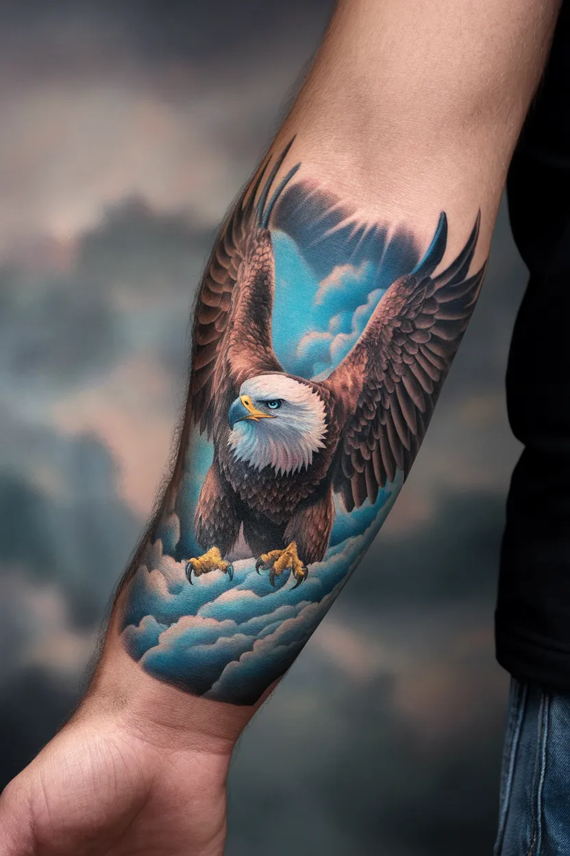 Eagle Emerging From Clouds