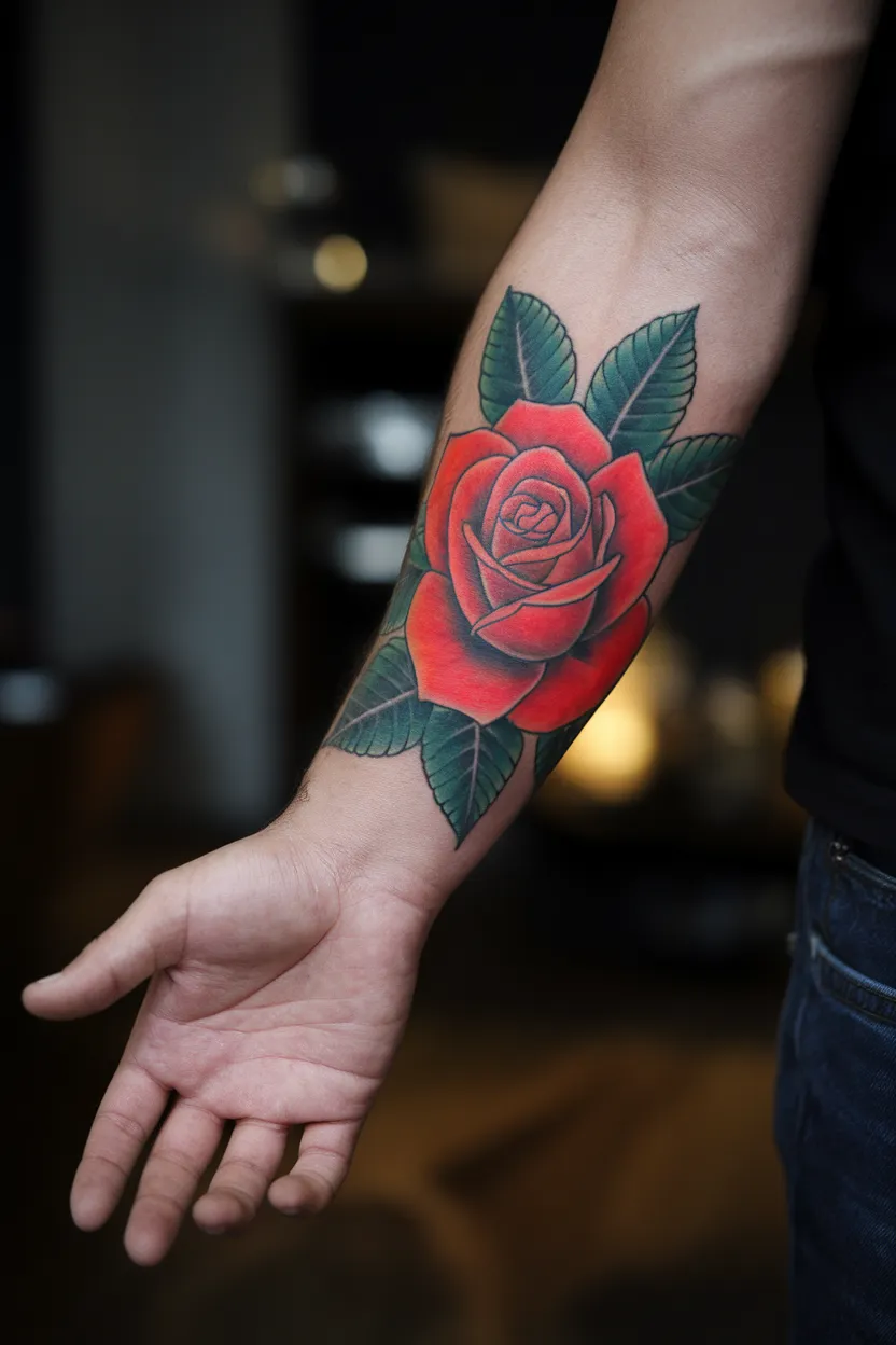New School Rose Hand Tattoo