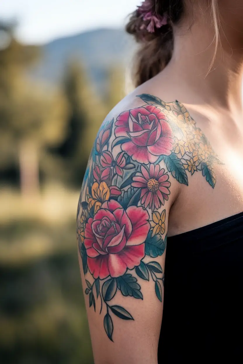 Floral Shoulder Tattoos