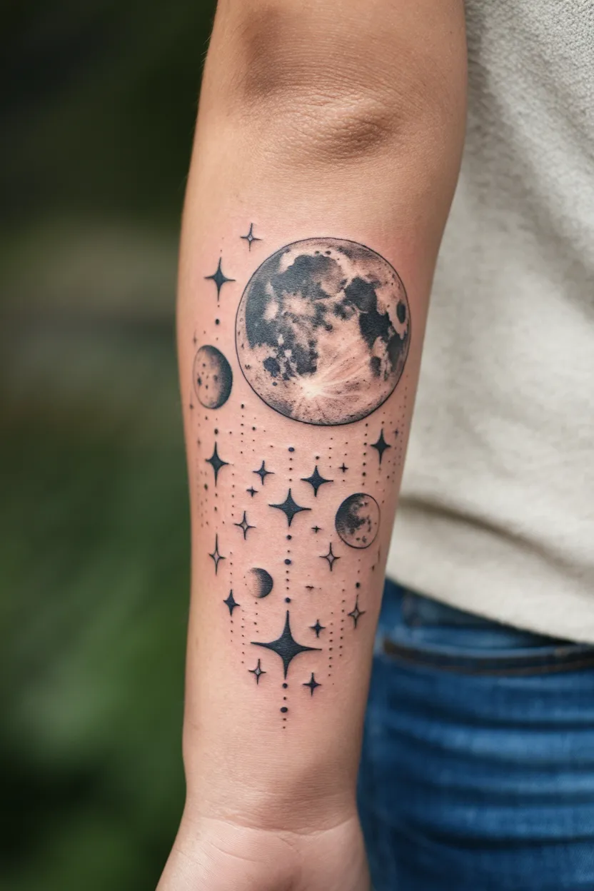 Celestial Moon and Stars