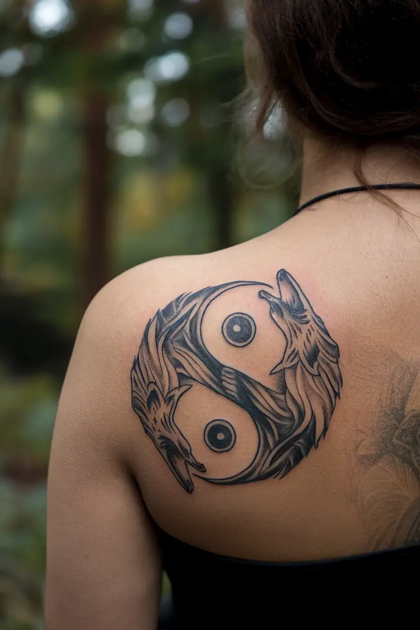 Yin Yang Wolf Tattoo