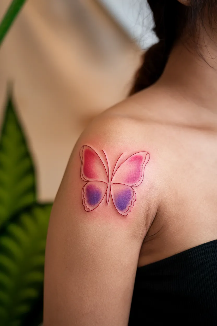 Minimalist Red Butterfly Outline