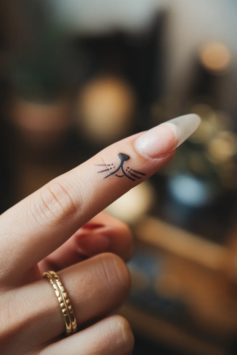 A Little Cat Snout Finger Tattoo