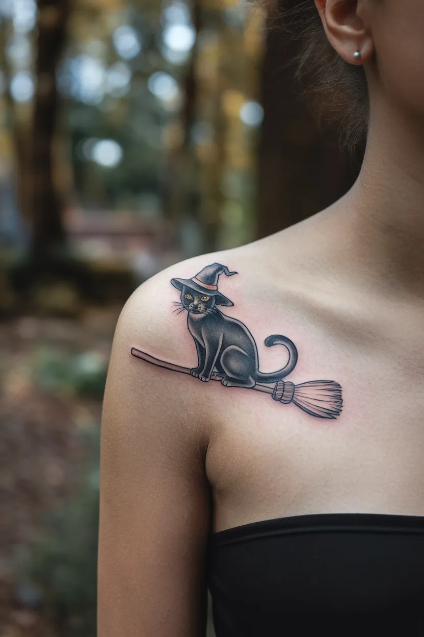 Black Cat in a Witch's Hat