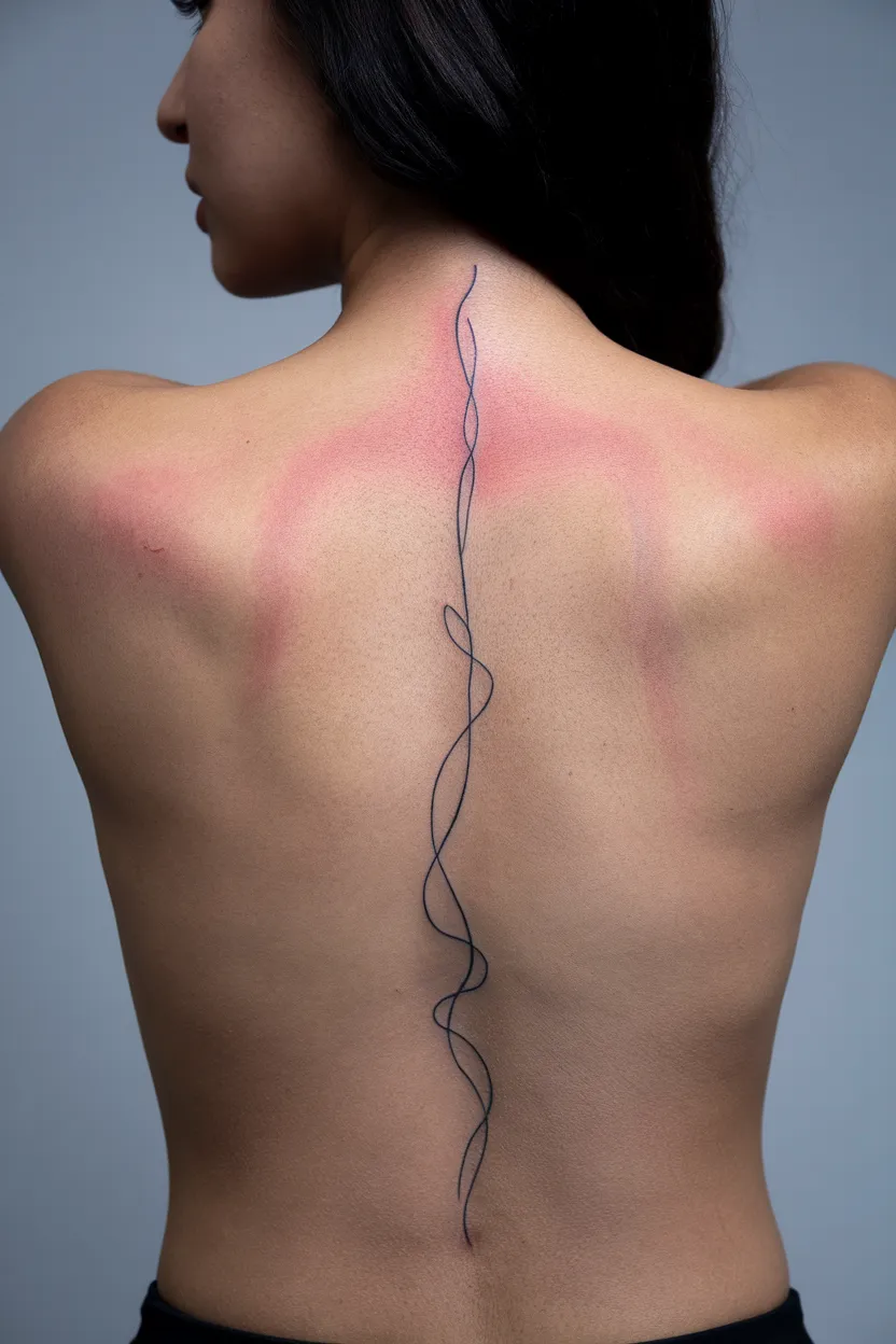 Single Line Spine Tattoo