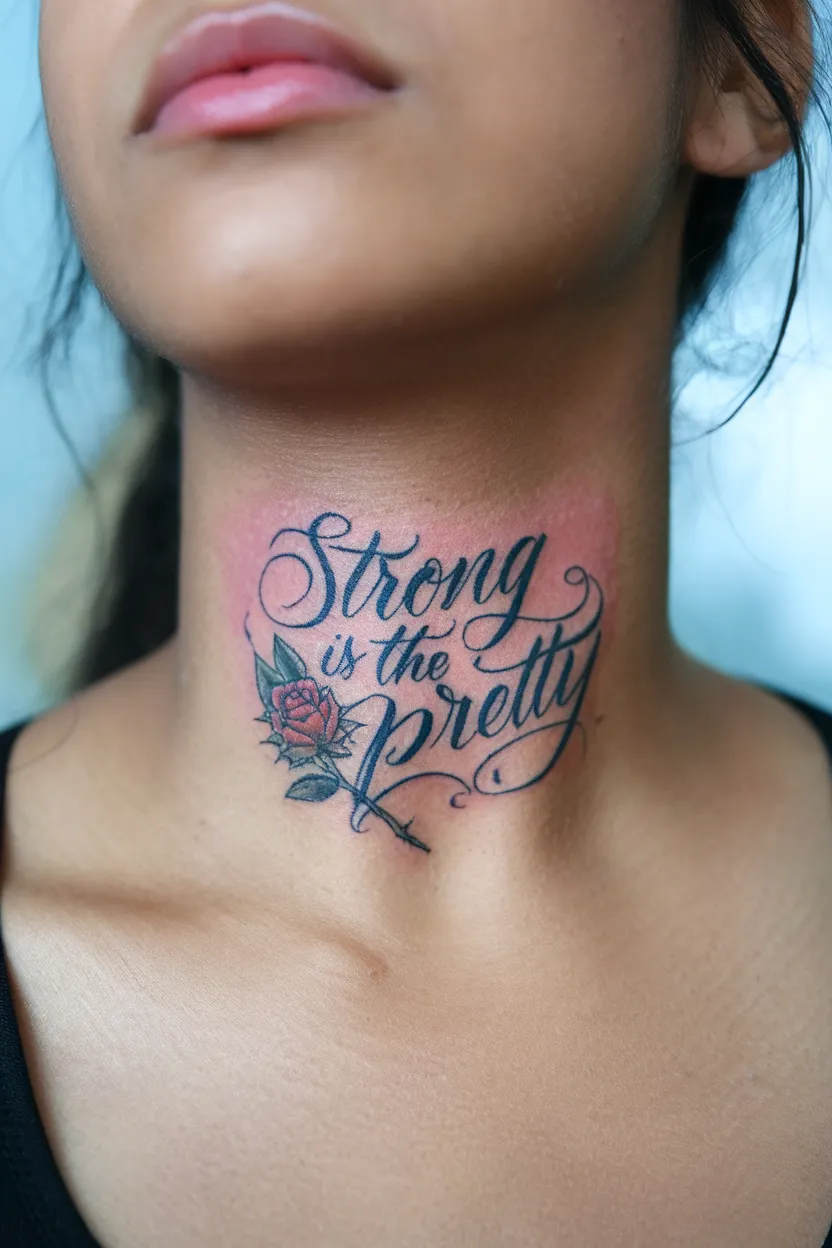 Script and Quotes Neck Tattoo