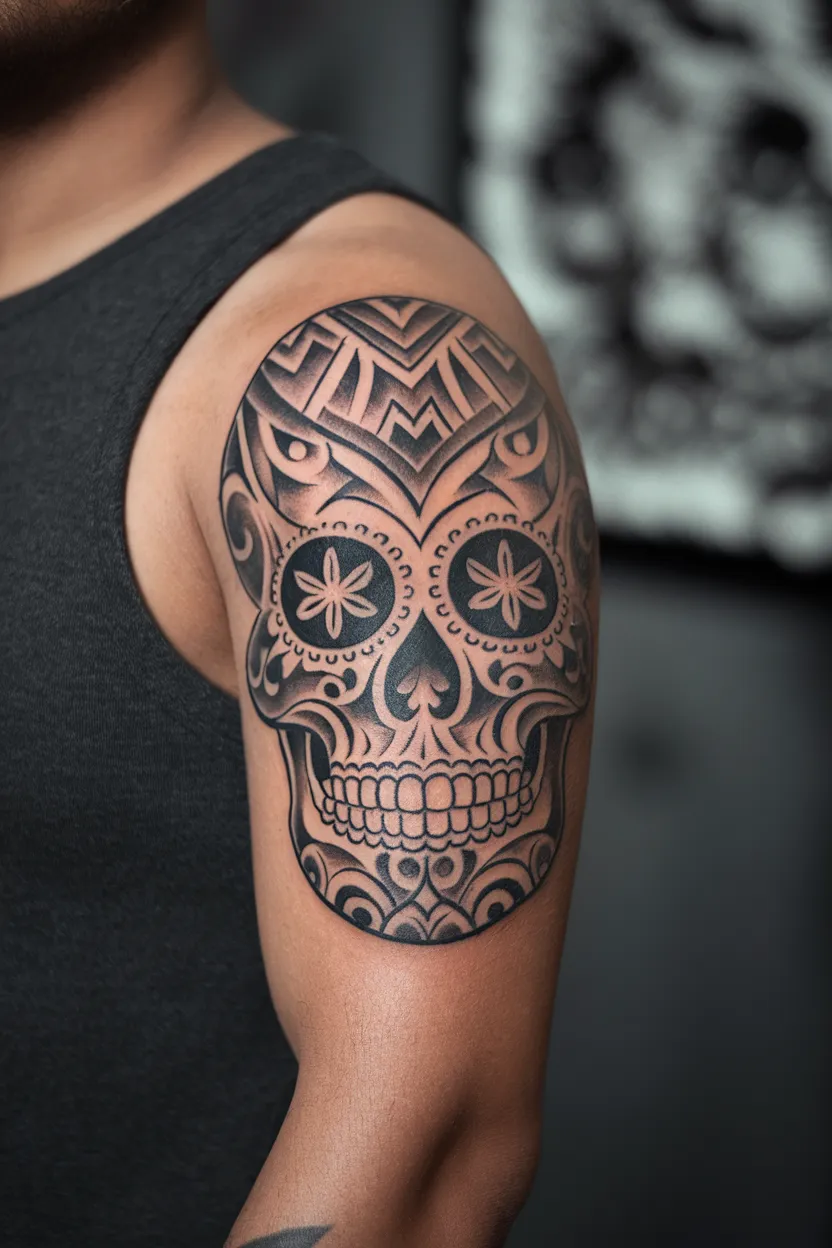 Tribal-Inspired Sugar Skull