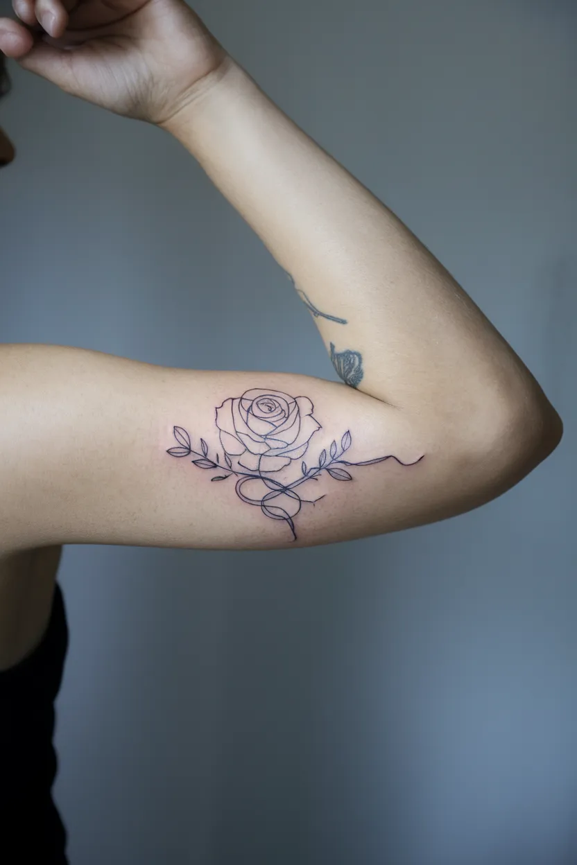 Delicate Single-Line Rose