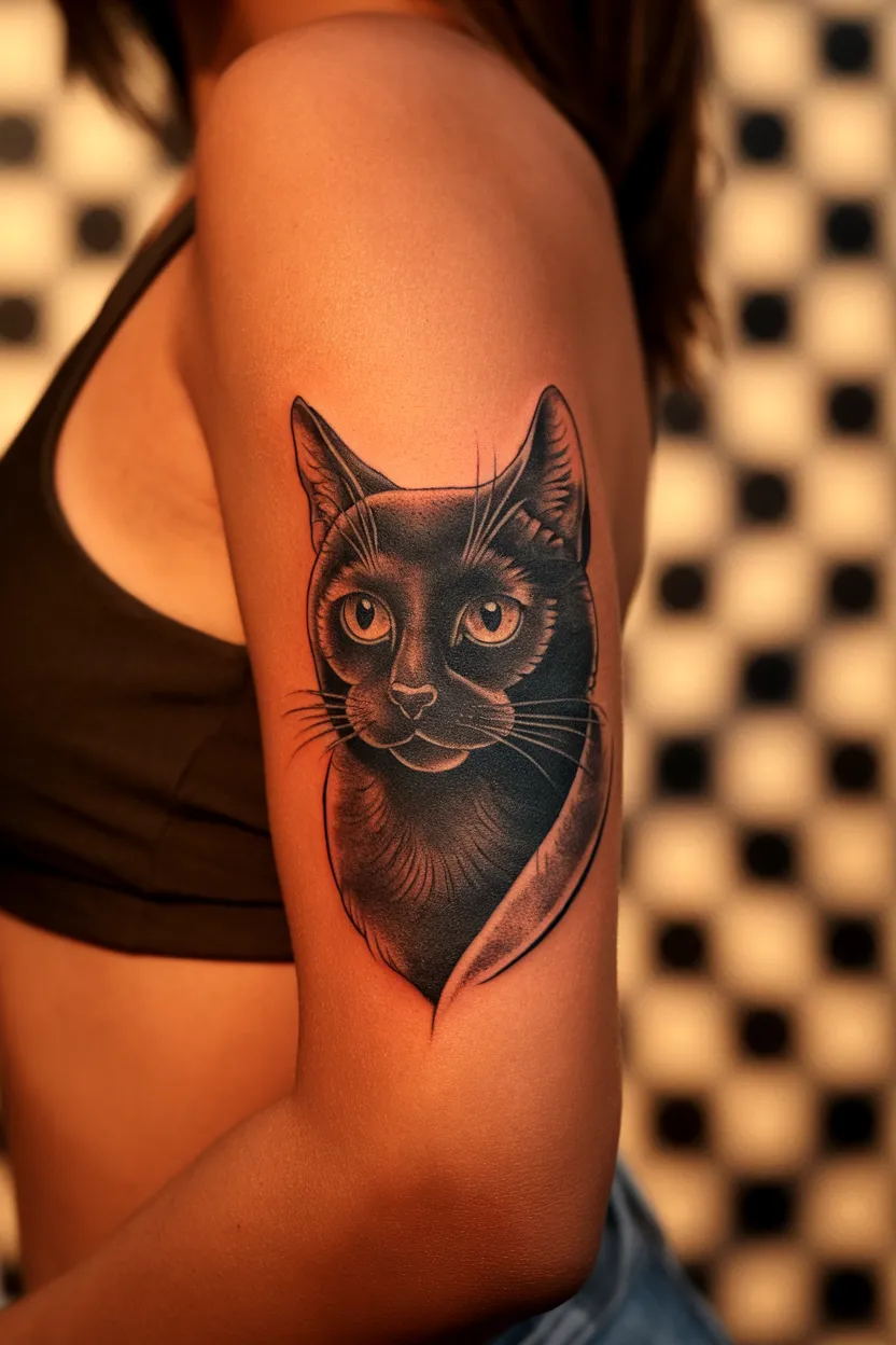 Vintage-Style Black Cat Portrait