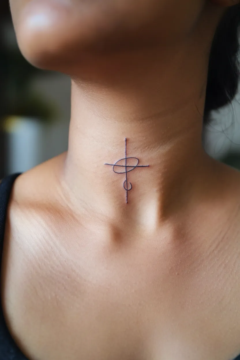 Cross Neck Tattoo
