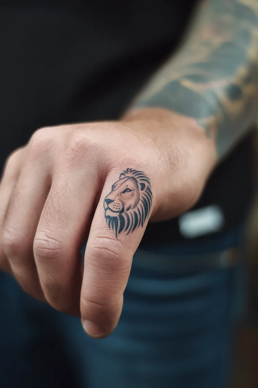 Lion Finger Tattoo Design