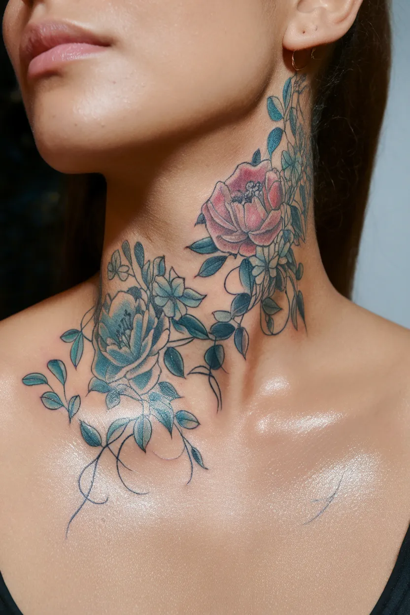 Vines Neck Tattoo