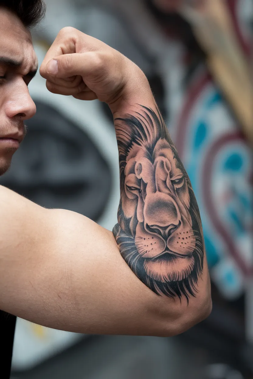 Lion Forearm Tattoo Design