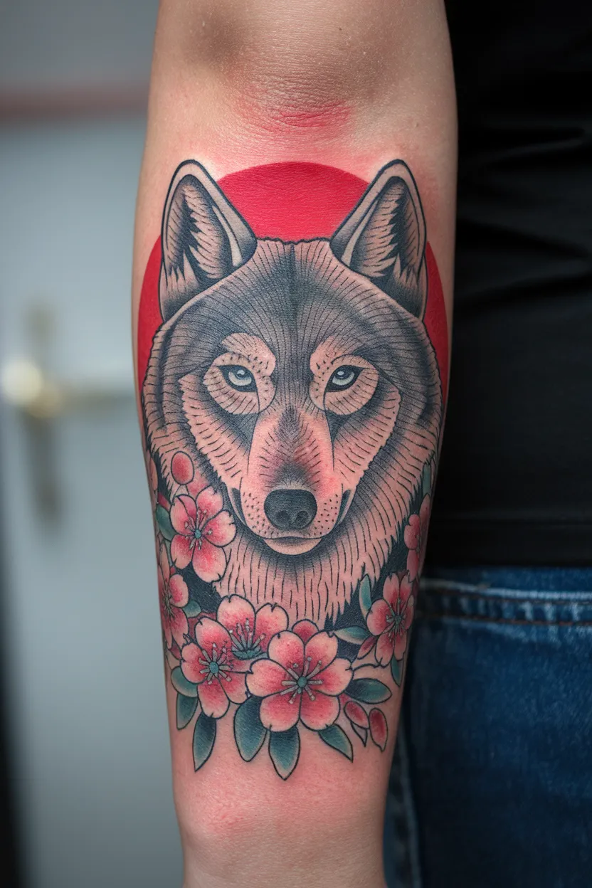 Japanese Wolf Tattoo for Women