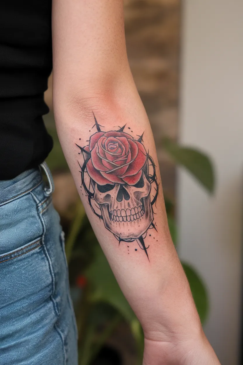 Red Rose With a Skull
