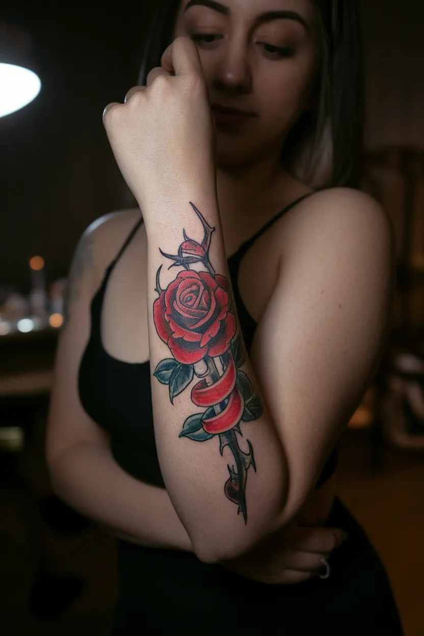 Vintage-Style Red Rose