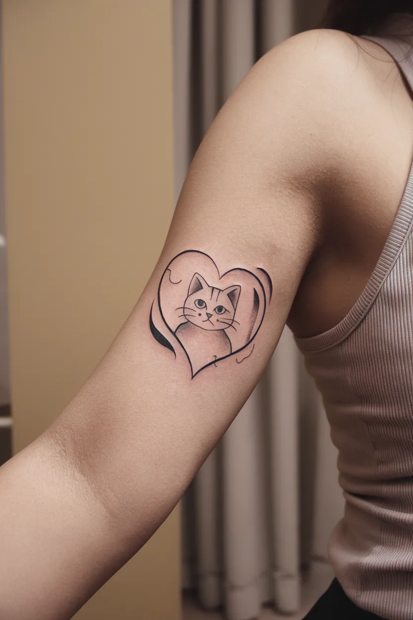 Small Cat in a Heart Shape