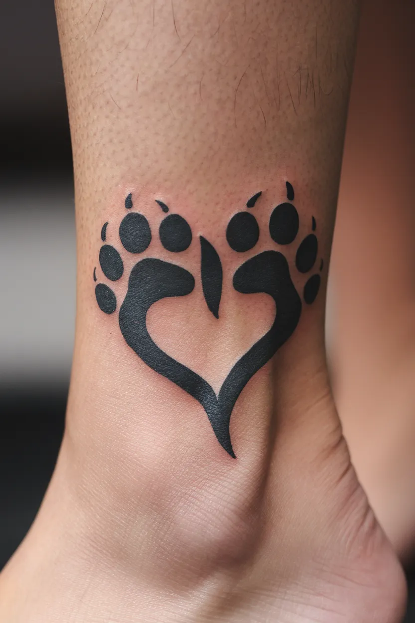 Paw Prints Forming a Heart Shape