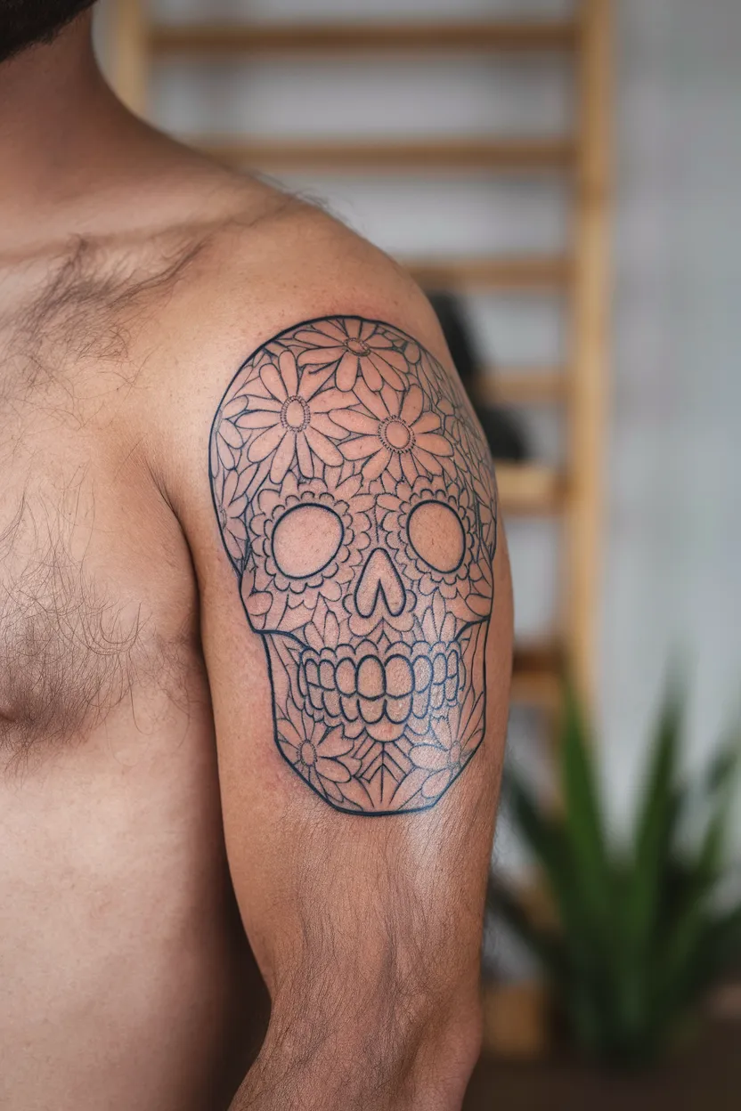 Daisy Chain Skull Outline