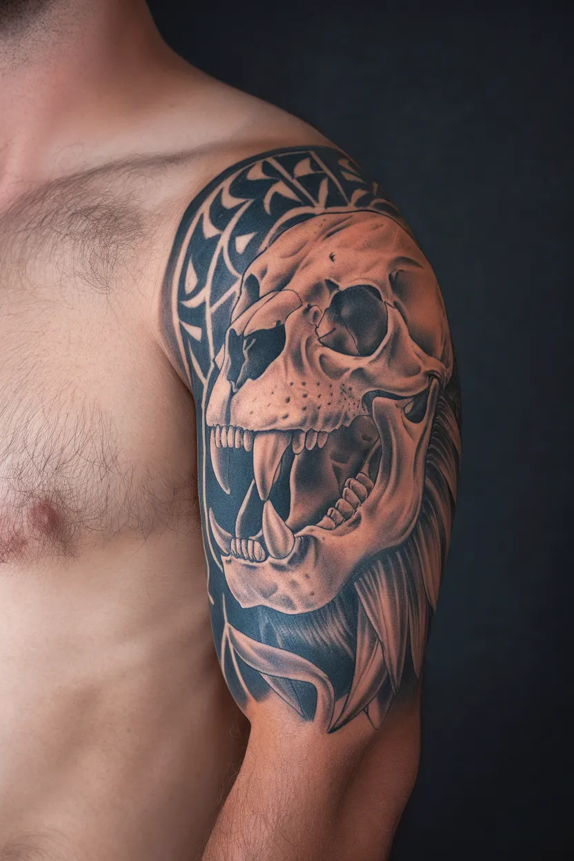 Lion Skull Tattoo Design