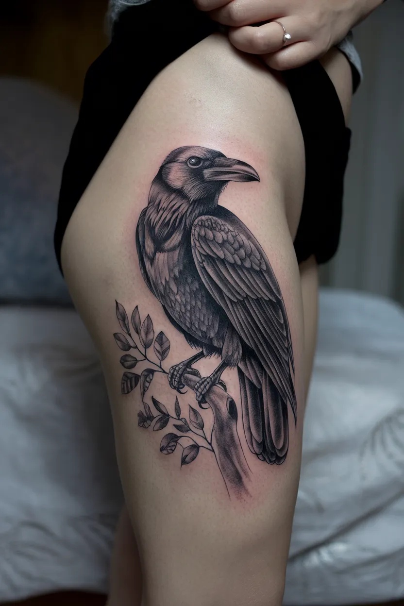 Raven Perched on a Branch