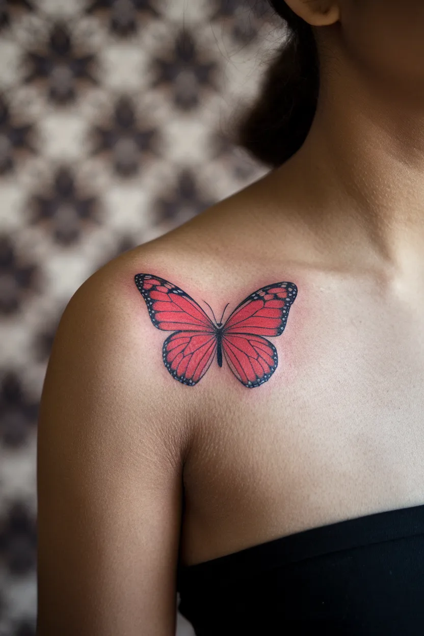Red Butterfly With Heart-Shaped Body
