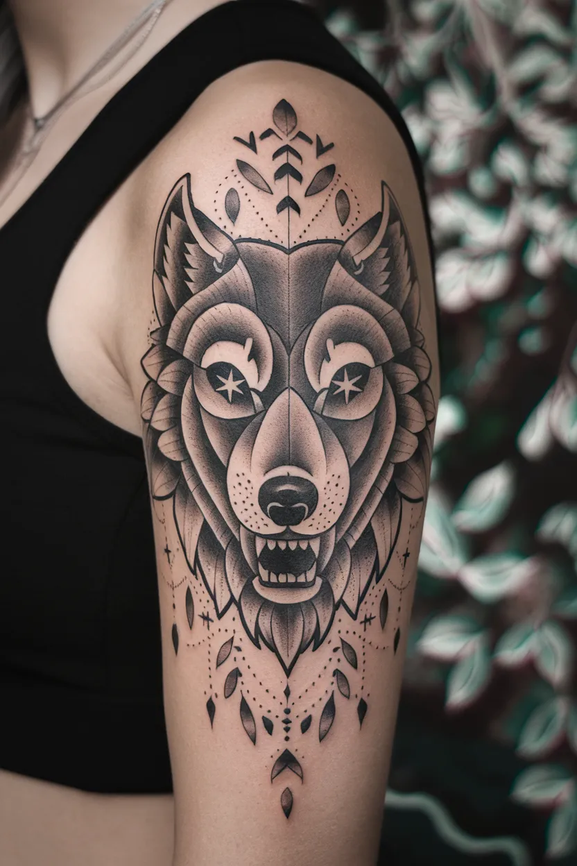 Wolf Head Tattoo for Women
