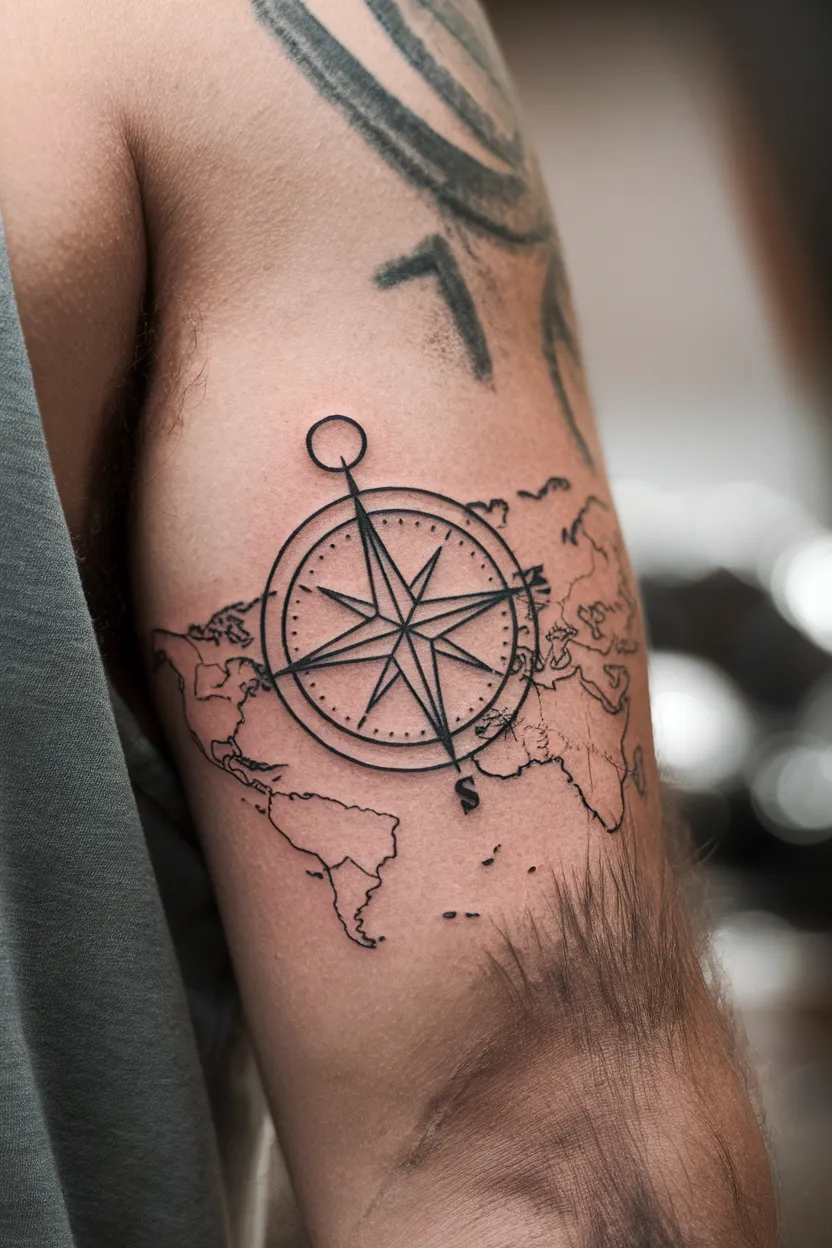Minimalist Compass Tattoo 1
