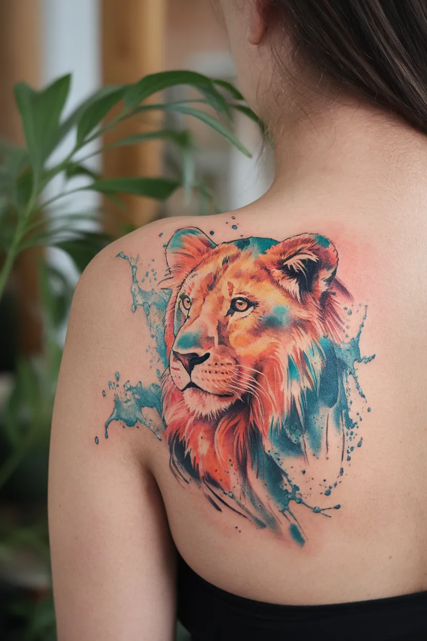 Watercolor Lioness Splash