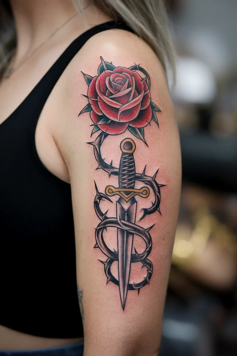 Red Rose and Dagger Combo