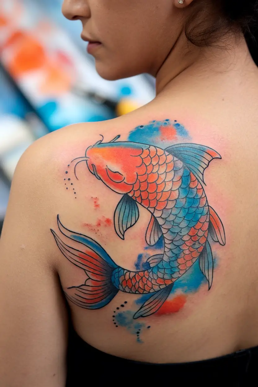 Watercolor Koi Fish