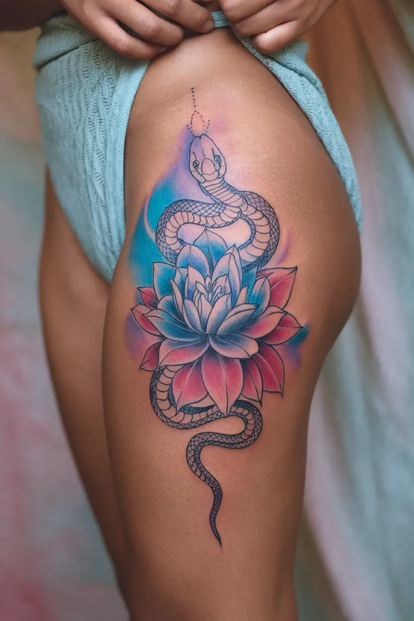 Snake Wrapped Around a Flower