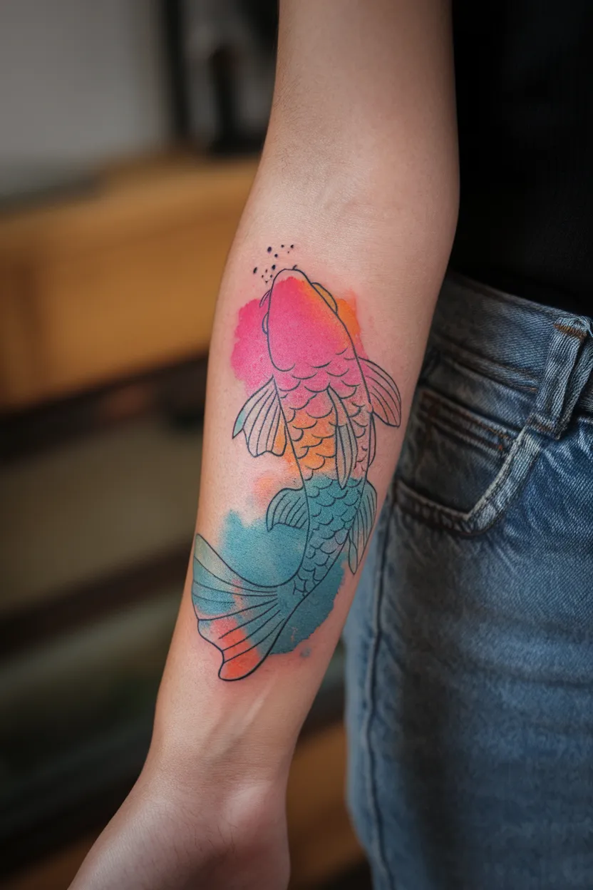 Watercolor Koi Fish
