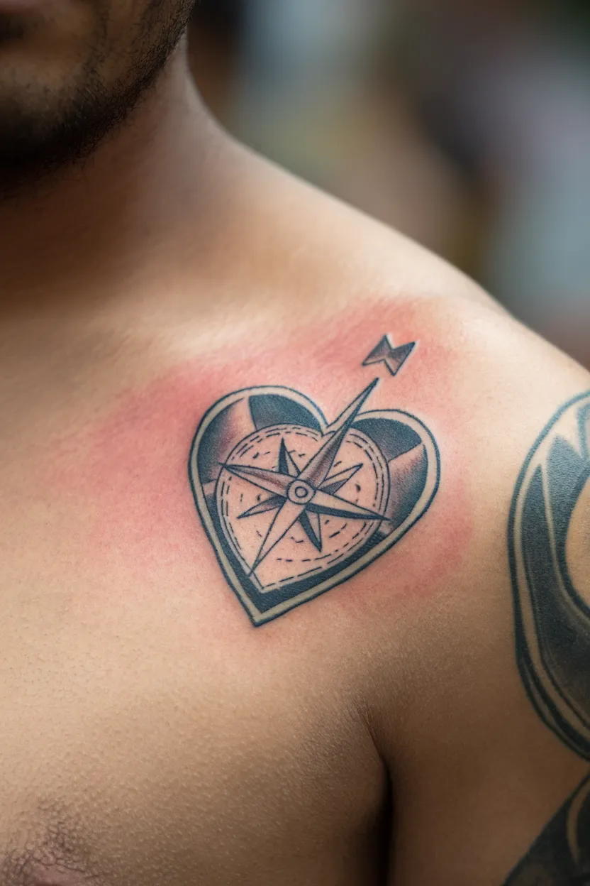 Heart Compass Tattoo 1