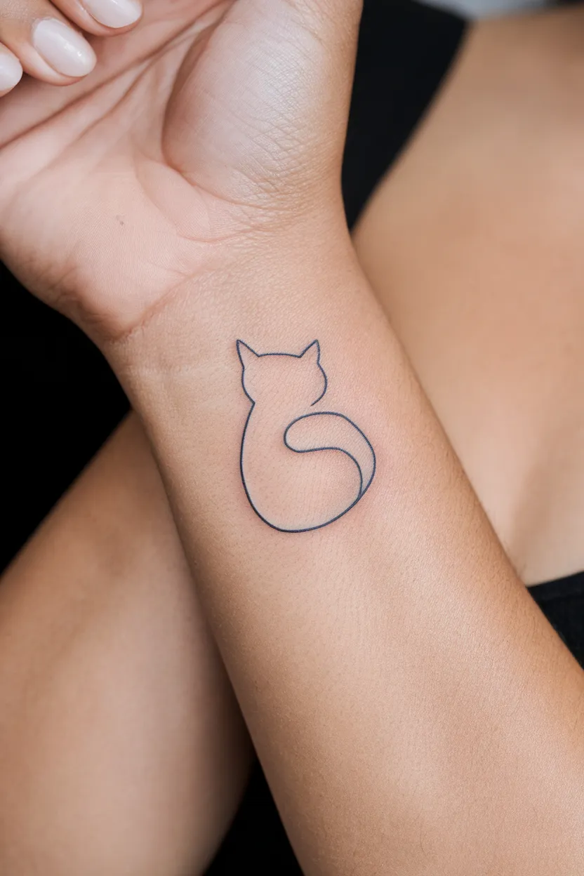 Minimalist Black Cat Outline