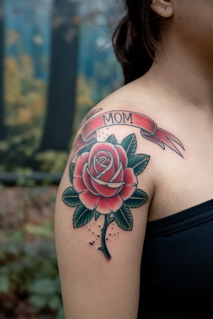 Traditional American Rose With Banner