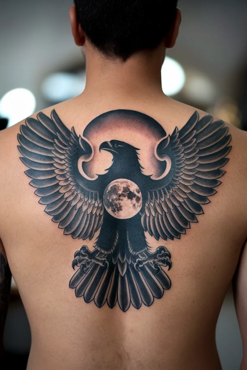 Silhouette of an Eagle in Moonlight