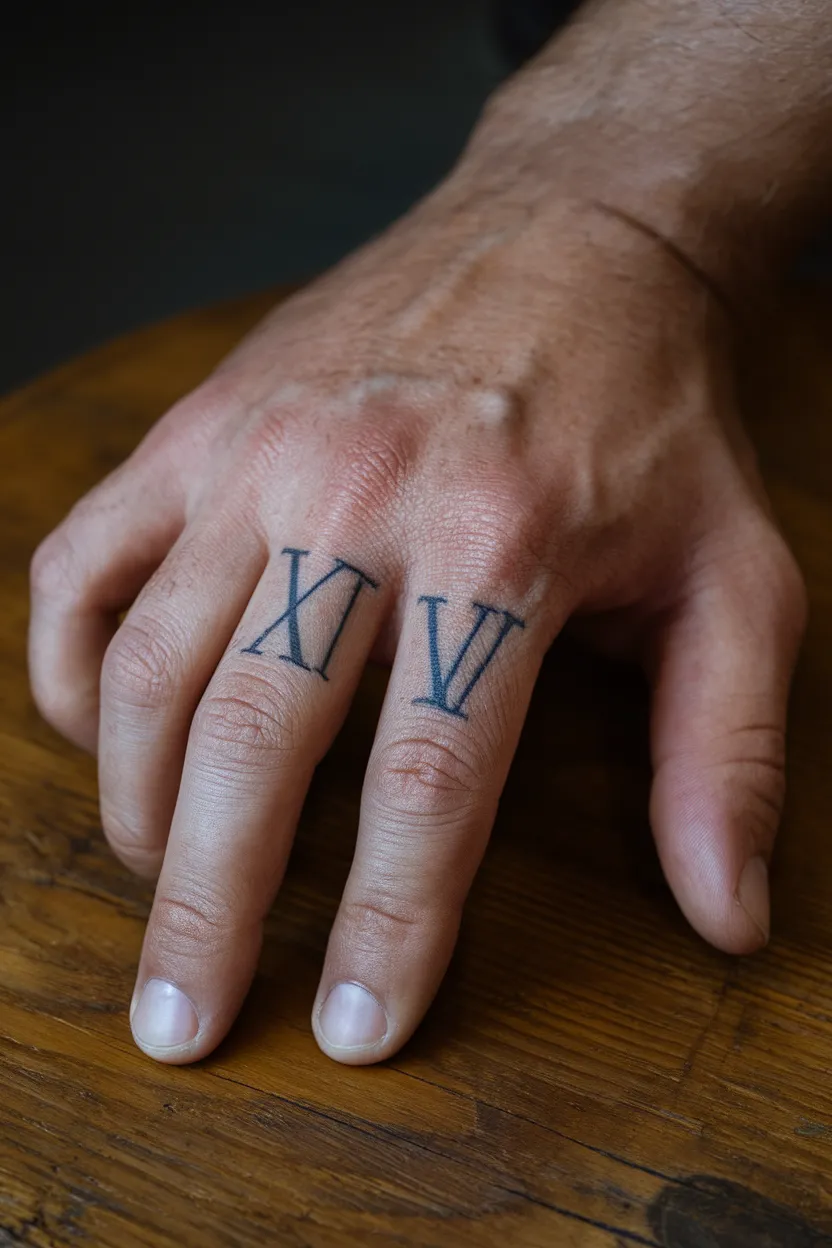 Roman Numeral Finger Tattoo