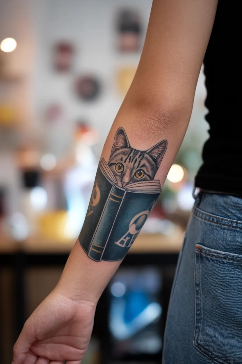 Cat Ears Poking Out From Behind a Book (for Book Lovers)