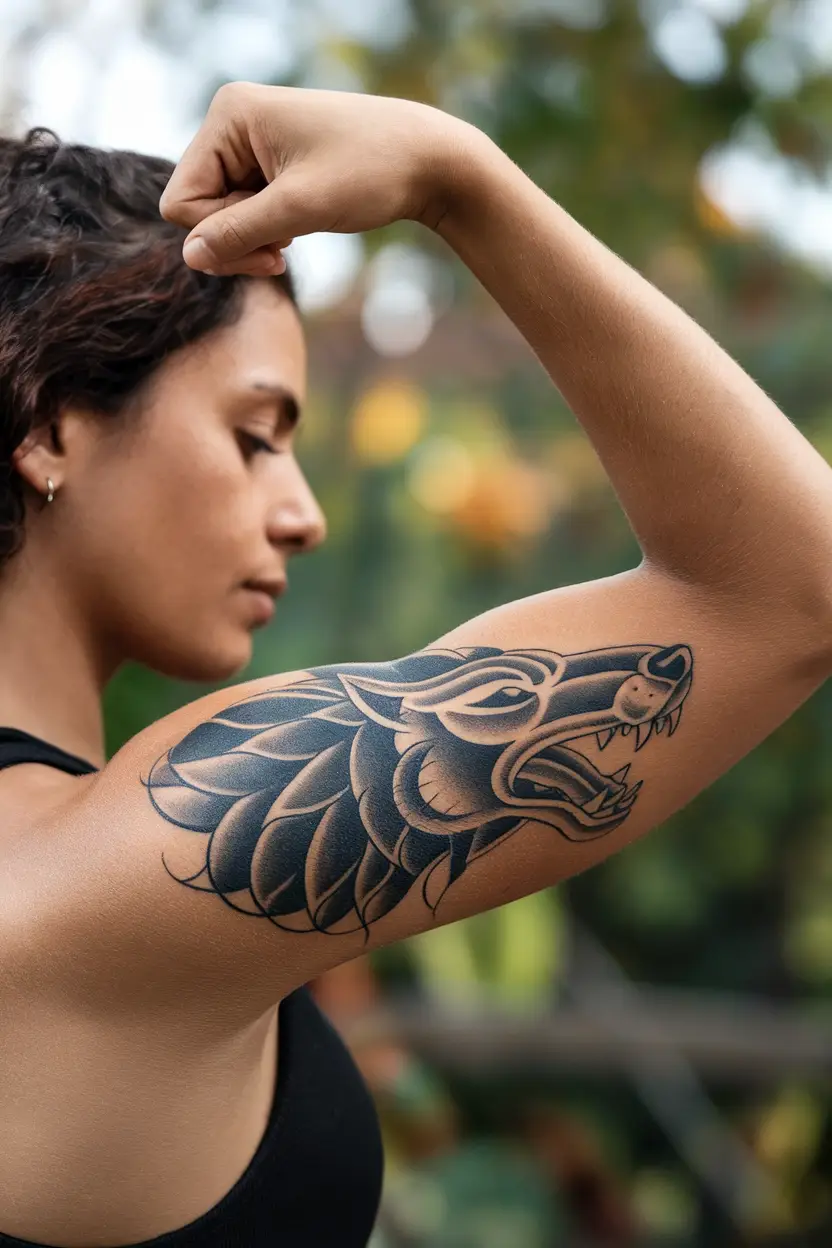 Girly Wolf Tattoo