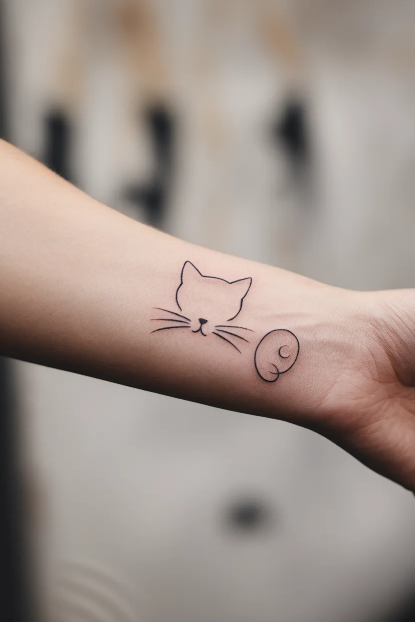 Minimalist Cat Silhouette With Whiskers