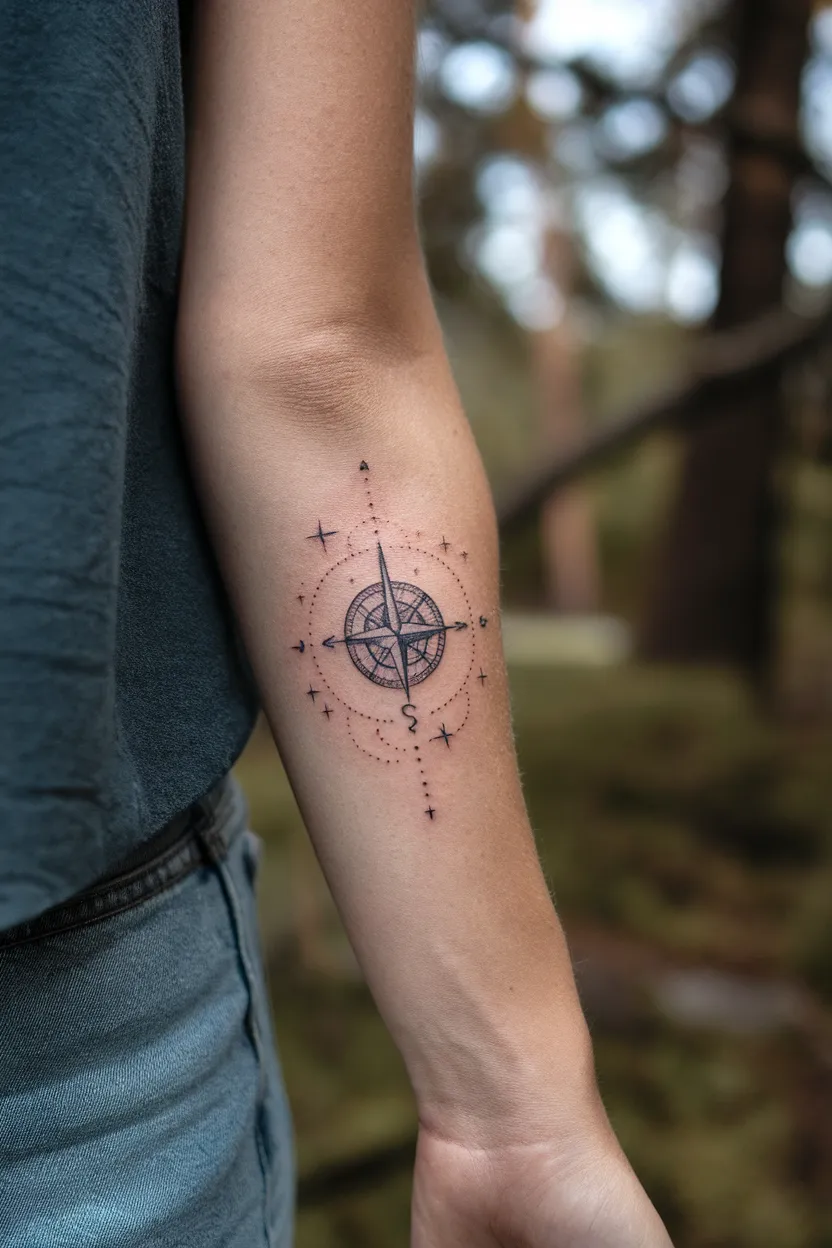 Small but Detailed Compass Tattoo