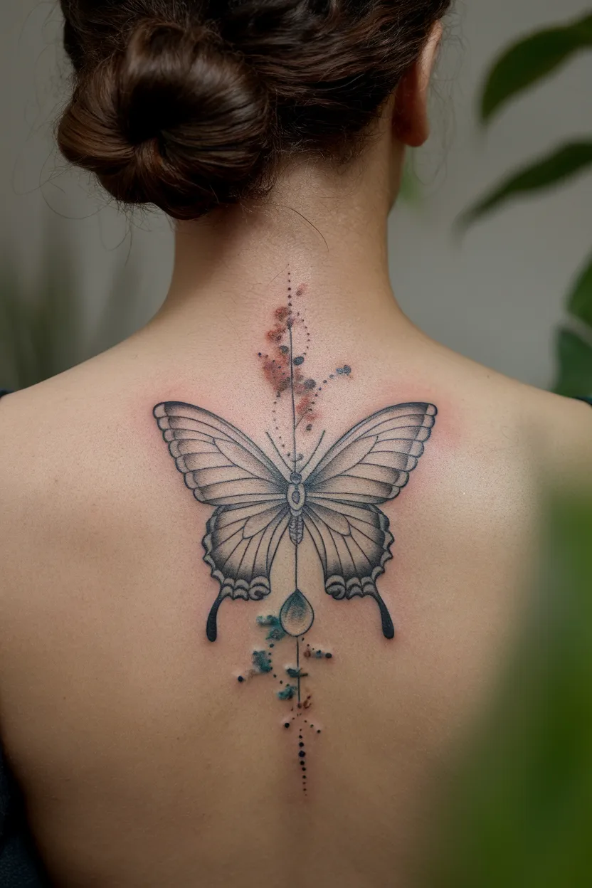 Butterfly Spine Tattoo