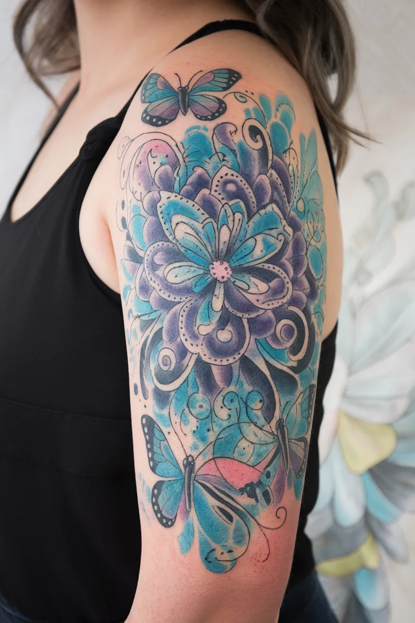 Abstract Floral and Butterfly Design