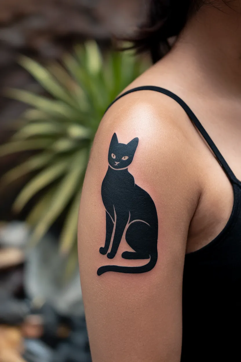 Silhouette of a Black Cat Sitting